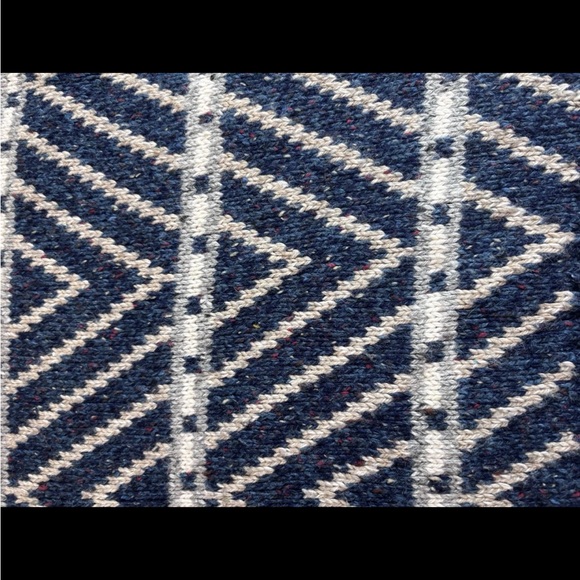 Architect Blue and White Patterned Crewneck Vintage Wool Blend Sweater - Picture 5 of 9